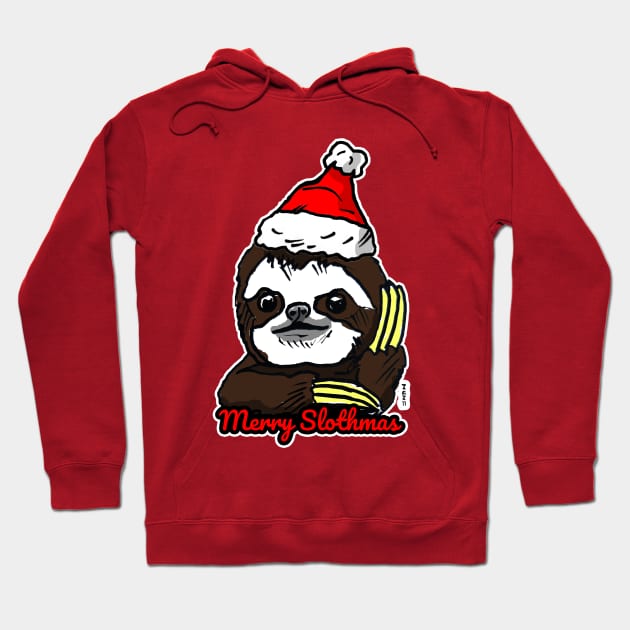 Merry Slothmas - Funny and Cute Christmas Sloth Hoodie by sketchnkustom